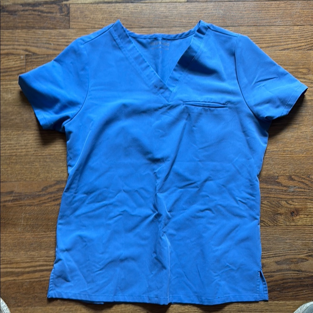 Mandala One Pocket Scrubs Top Ceil Blue